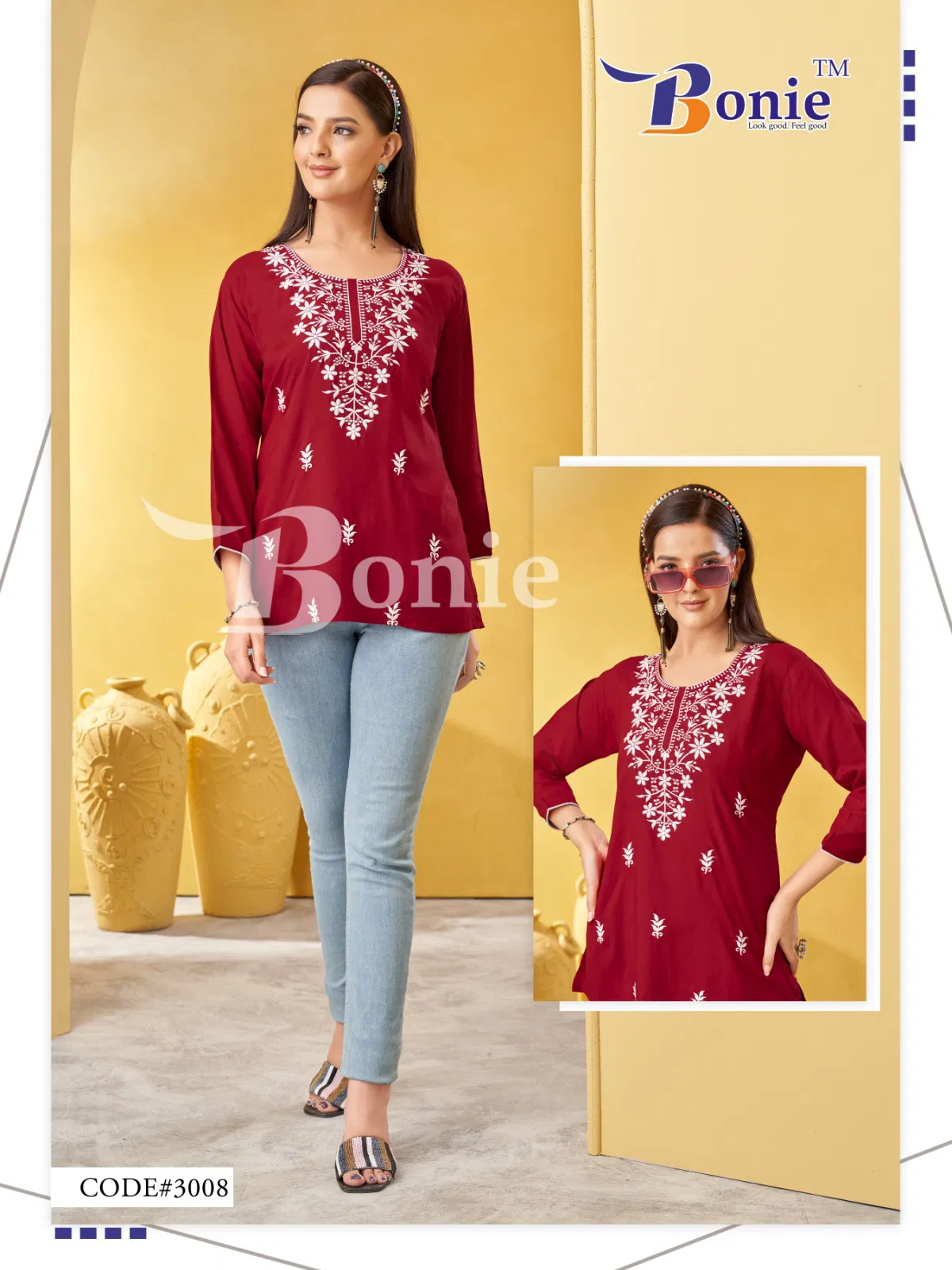 Aisha Vol 3 By Bonie Rayon Lucknowi Short Top Wholesale Online